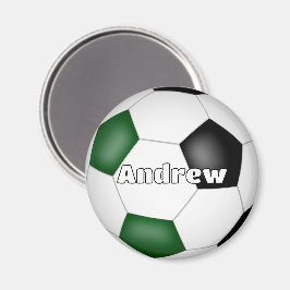 Íman nome personalizado do futebol negro verde