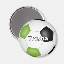 Íman nome personalizado do futebol preto verde brilhant