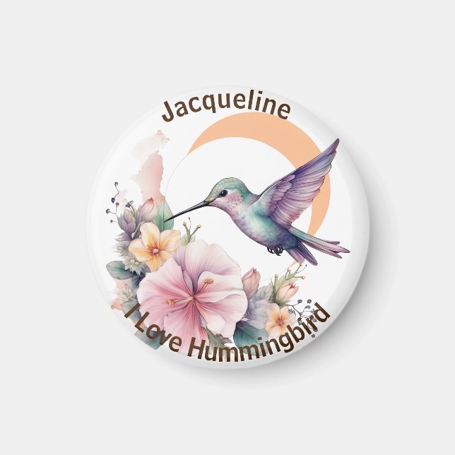Íman Nome Personalizado Do Hummingbird Com A Sua Própri (Frente)
