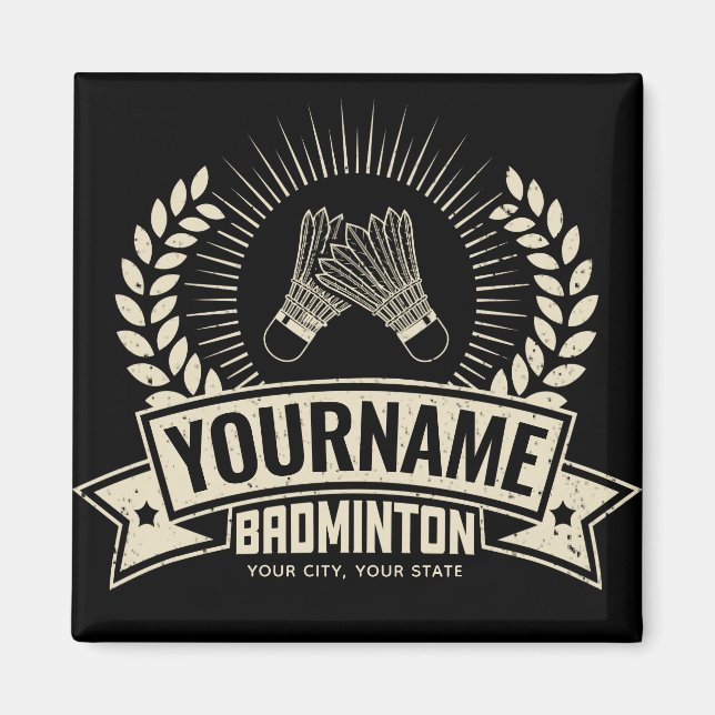 Íman Nome Personalizado do Jogador de Badminton Racquet (Frente)