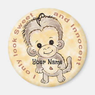 Íman Nome personalizado do Macaco Inocente