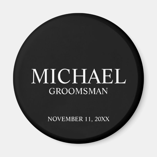 Íman Nome Personalizado do Padrinho e Monograma Preto (Frente)