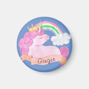 Íman Nome Personalizado do 🌈 Rainbow Unicorn