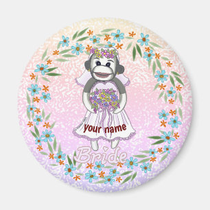 Íman Nome personalizado do Sock Monkey Brit