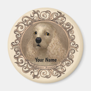 Íman nome personalizado do spaniel do ornamentado