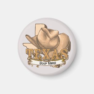 Íman Nome personalizado do Texas Cowboy