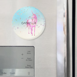 Íman Nome Personalizado do Unicorn Confetti Rosa