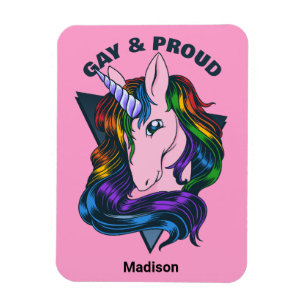 Íman Nome Personalizado e Gay de Texto Unicorn