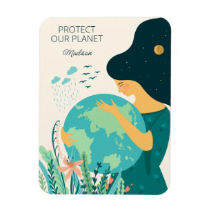 Íman Nome Personalizado e Planeta de Texto Terra Mãe