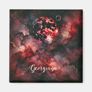 Íman Nome Personalizado Eerie Blood Moon Halloween Tint