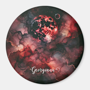 Íman Nome Personalizado Eerie Blood Moon Halloween Tint