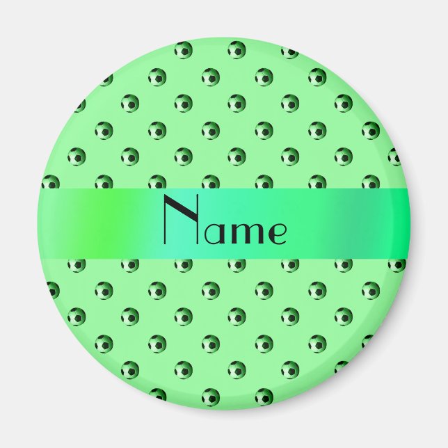 Íman Nome personalizado esferas de futebol verde-claras (Frente)