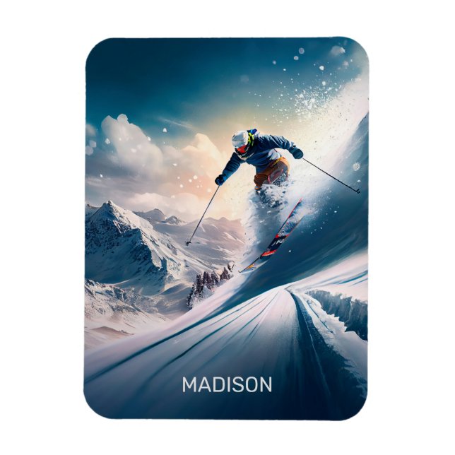 Íman Nome Personalizado - esquiador Mountain (Vertical)
