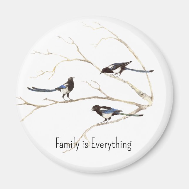 Íman Nome personalizado Família Magpie Bird é tudo (Frente)