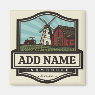 Íman NOME Personalizado Farmhouse Rustic Farmhouse Old 