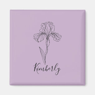 Íman Nome personalizado Fevereiro íris Birs Birth Flowe