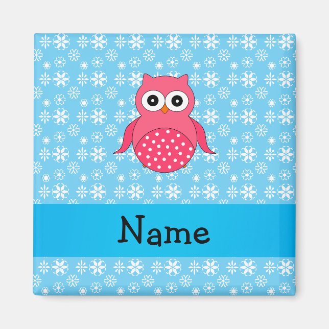 Íman Nome personalizado Flocos de neve azuis (Frente)
