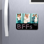 Íman Nome Personalizado Foto dos Melhores Amigos do BFF<br><div class="desc">Esta design apresenta um texto moderno do BFF feito de corações femininos e três quebra-cabeça de quebra-cabeça com seus nomes personalizados. Celebre sua amizade com seus melhores amigos com este presente maravilhoso. Adicione suas próprias fotos e edite os nomes nas caixas de texto fornecidas #quebra-cabeça #jigsaw #jigsawpuzzles #games #diversão #presentes...</div>