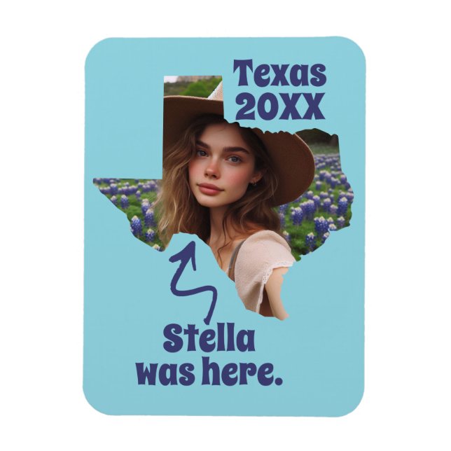 Íman Nome Personalizado, Foto e Ano do Texas Souvenir (Vertical)