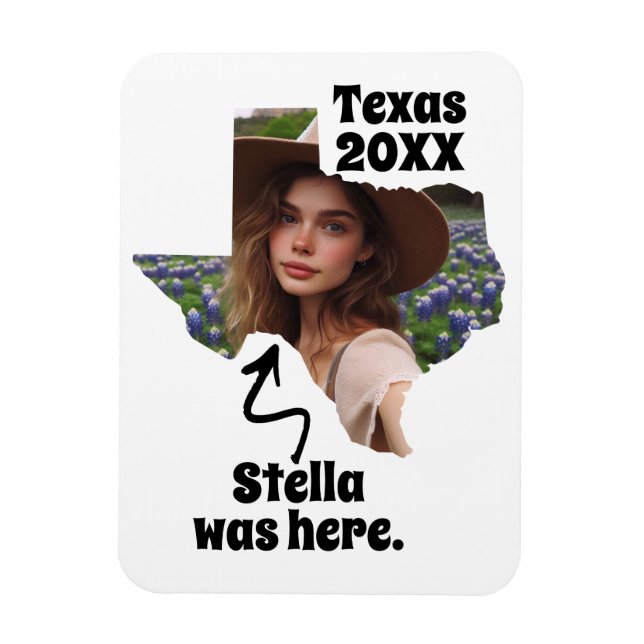 Íman Nome Personalizado, Foto e Ano do Texas Souvenir (Vertical)