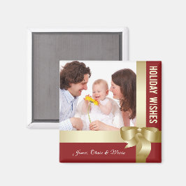 Íman Nome Personalizado & Foto Férias Vermelho, Laço Do