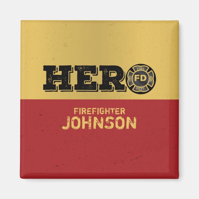 Íman Nome Personalizado, Herói do Bombeiro (Frente)