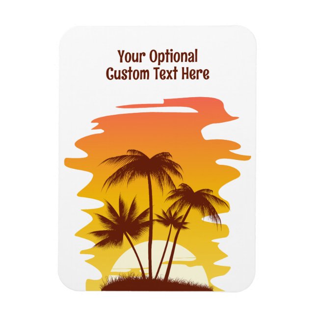 Íman Nome Personalizado Ilha Tropical Sunset (Vertical)