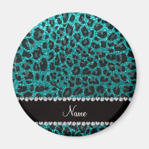 Íman Nome personalizado impressão brilhante aqua glitte