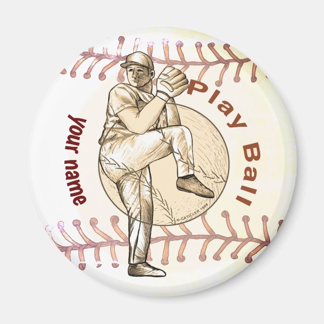 Íman Nome personalizado Jogar Baseball Pitcher (Frente)