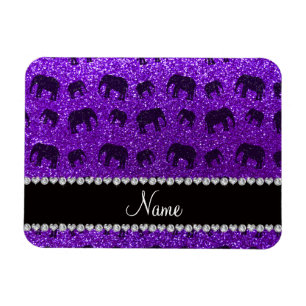 Íman Nome personalizado: lefantes de glitter púrpura in
