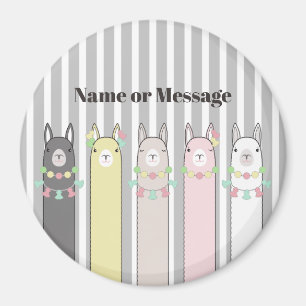 Íman Nome Personalizado Lhamas Retro Coloridas Cute