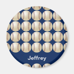 Íman Nome Personalizado Magnet de Baseball, fundo azul