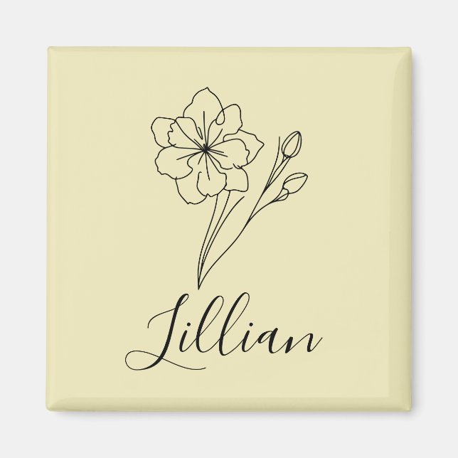 Íman Nome personalizado March jonquil Birth Flower (Frente)
