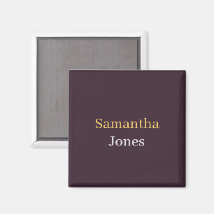 Íman Nome personalizado minimalista moderno burgundy