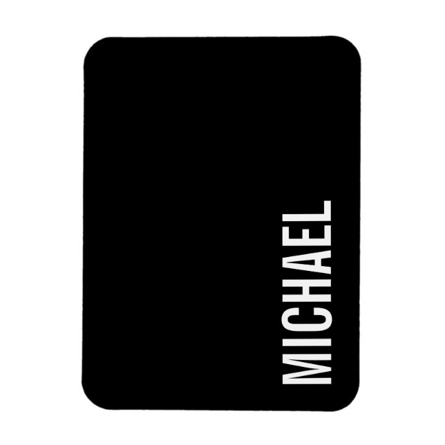 Íman Nome Personalizado Mínimo Moderno Preto (Vertical)