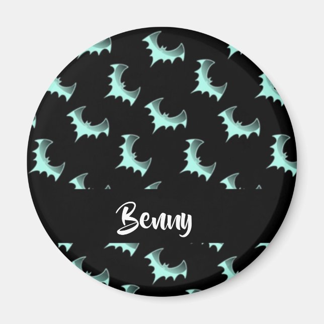 Íman Nome personalizado morcegos azuis (Frente)