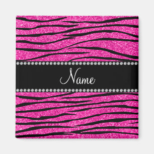 Íman Nome personalizado: neon hot pink glitter strips