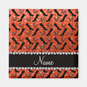 Íman Nome personalizado neon orange glitter inicializa