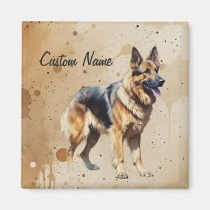 Íman Nome personalizado ou texto Cachorro pastor alemão