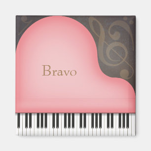 Íman Nome Personalizado ou Texto do Piano Grande Rosa r
