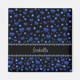 Íman Nome personalizado, padrão de brilho cardíaco azul