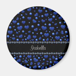 Íman Nome personalizado, padrão de brilho cardíaco azul