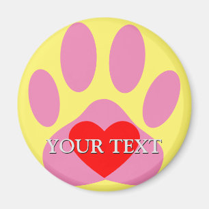 Íman Nome Personalizado Pawprint do Cão Rosa