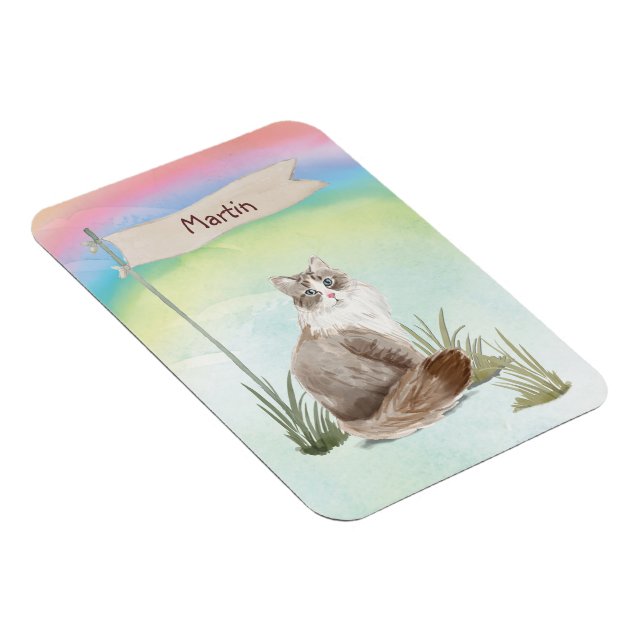 Íman Nome Personalizado Pet de Cat Siberiano (Lado Direito)