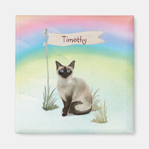 Íman Nome Personalizado Pet de Gato Siamês
