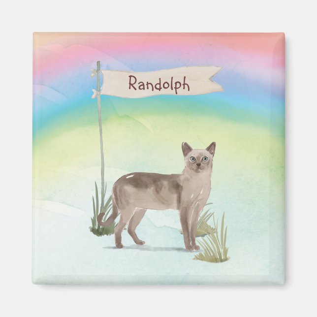 Íman Nome Personalizado Pet de Gato Tonquinês (Frente)