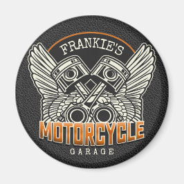 Íman Nome Personalizado Pistões Asas Motociclismo Garag