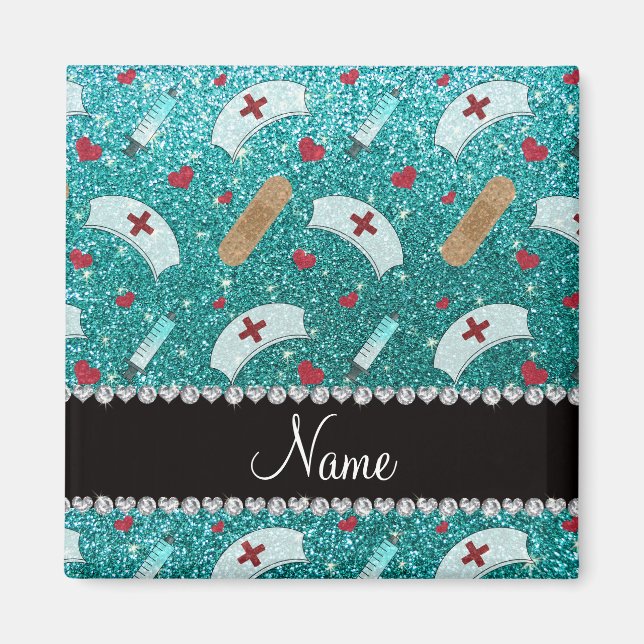 Íman Nome personalizado robin Blue Glitter enfermeiro c (Frente)