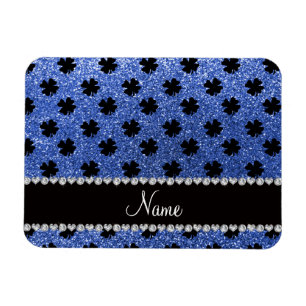 Íman Nome personalizado: shamrocks de brilho azul