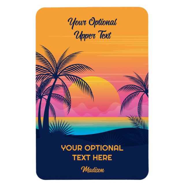 Íman Nome personalizado Sunset tropical (Vertical)